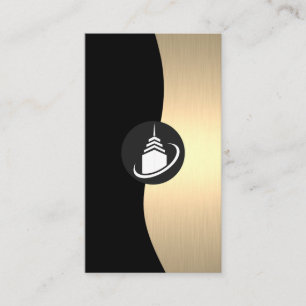 Home Architect Logo   Gold Luxe Monogram Business Card