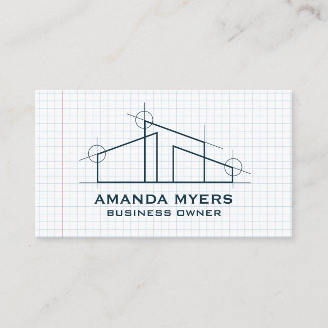 Home Architect Logo | Grid Paper Background Business Card (Front)