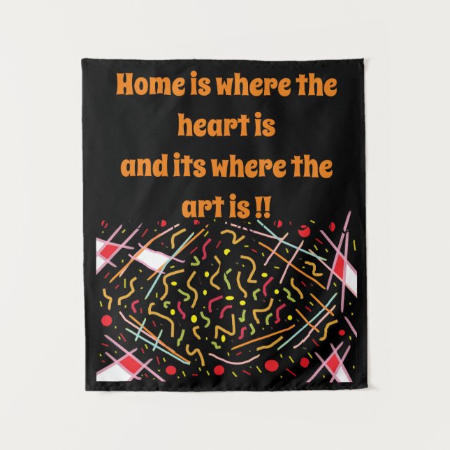 Home art message mixed colors on black tapestry (Front)