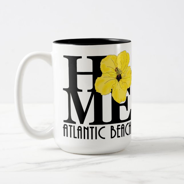 HOME Atlantic Beach Yellow Hibiscus 15oz Two-Tone Coffee Mug (Left)