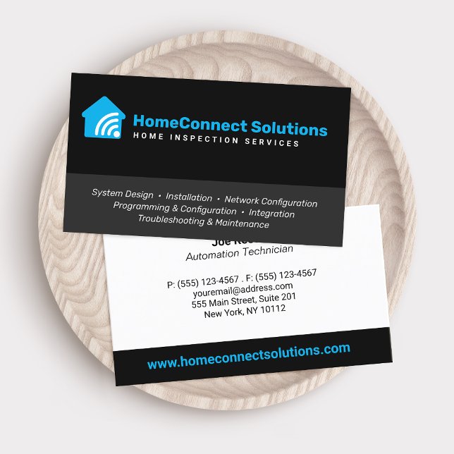 Home Automation Technician Black  Business Card (Creator Uploaded)