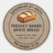 Home Baked Loaf of White Bread Label Kraft