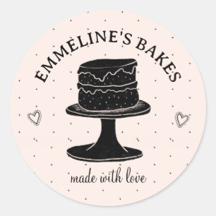 Home Baker Cook Illustrated Cake Made With Love Classic Round Sticker