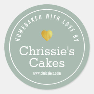 home bakery green white personalized classic round sticker