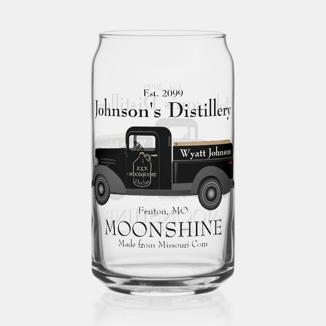 Home Bar Fun Moonshine Beer Can Glass Drinkware (Front)