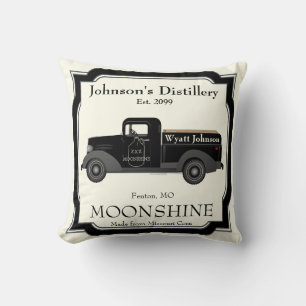 Home Bar Fun Moonshine Jug Vintage Truck  Throw Pillow