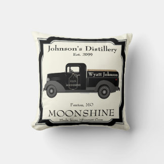 Home Bar Fun Moonshine Jug Vintage Truck  Throw Pillow