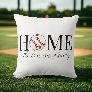 Home Baseball Family Name Throw Pillow