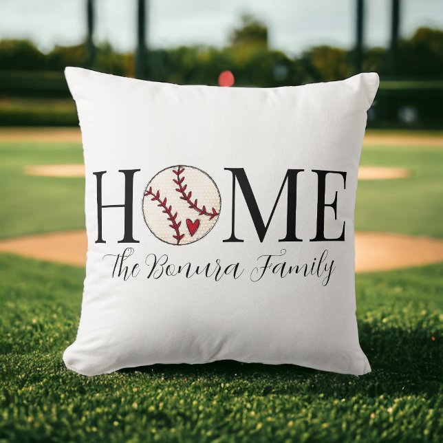Home Baseball Family Name Throw Pillow (Creator Uploaded)