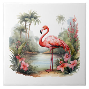 home beach pink flamingo lovers crafting business  tile