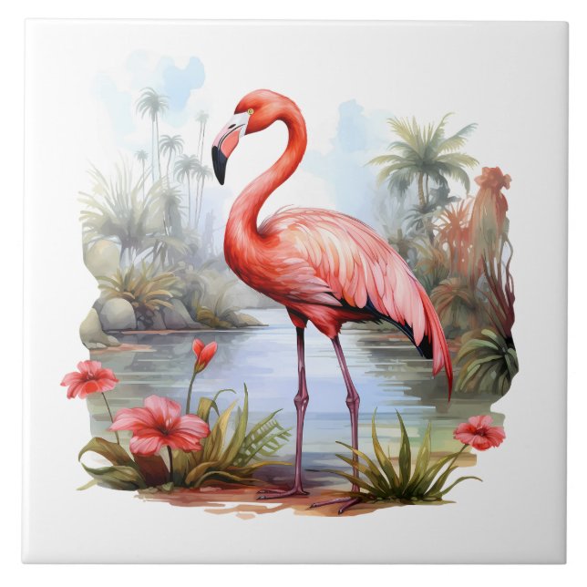 home beach pink flamingo lovers crafting business  tile (Front)