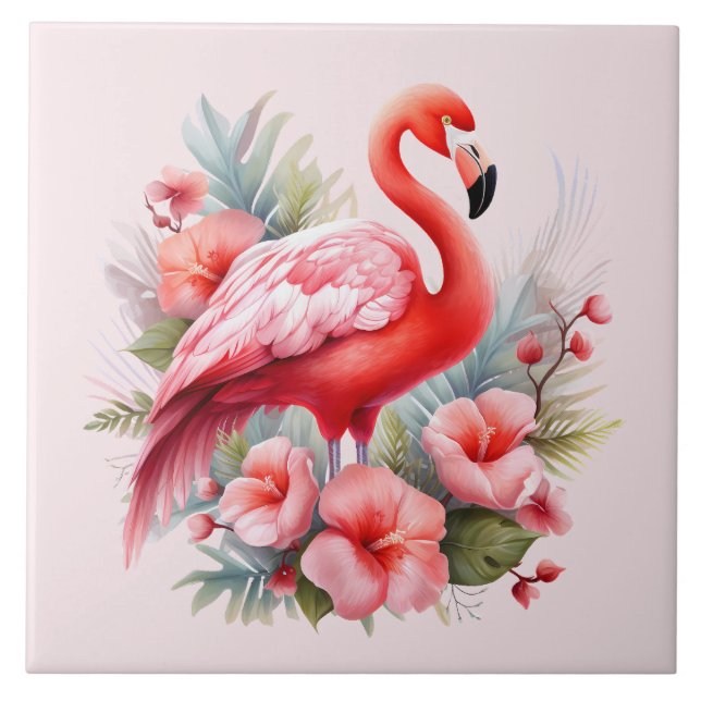 home beach pink flamingo lovers crafting business  tile (Front)
