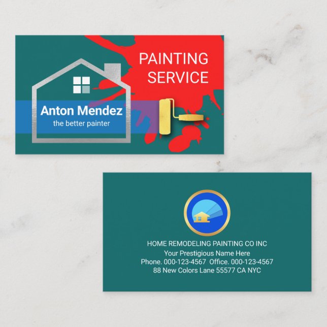 Home Being Painted Over Splatter Business Card (Front/Back)