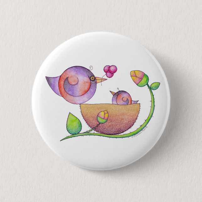 'Home' Birds Button Badge (Front)
