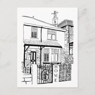 Home Black Ink Typography Postcard
