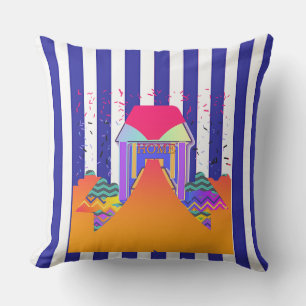 Home Blue Stripes  Outdoor Pillow