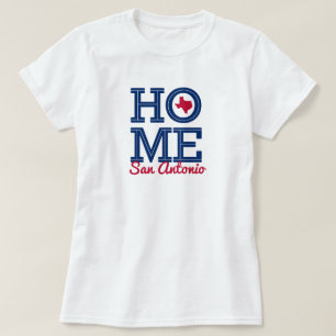 HOME - Bold Letters and Texas Shape Flag Colours T-Shirt