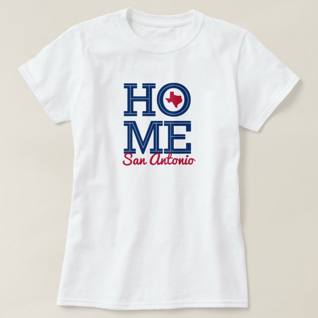 HOME - Bold Letters and Texas Shape Flag Colours T-Shirt (Design Front)