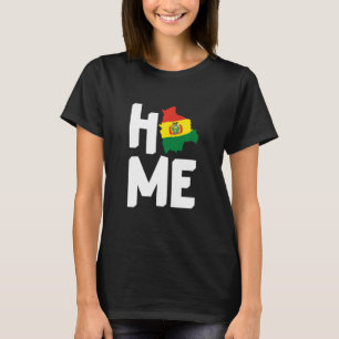 Home Bolivian Roots Map Bolivia Lovers Flag Colour T-Shirt