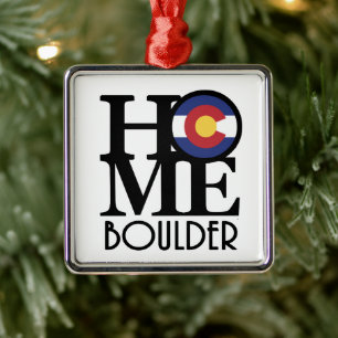 HOME Boulder Colorado Metal Ornament