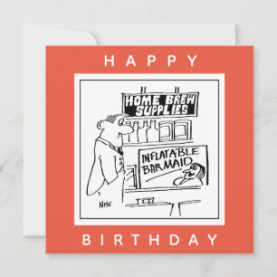 Home Brew Inflatable Barmaid Cartoon Card