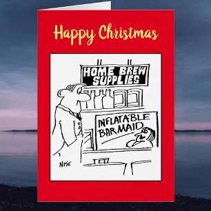 Home Brew Shop Inflatable Barmaid Carte de Noël