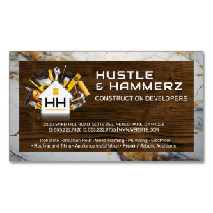 Home Build Construction Tools   Wood   Marble Magnetic Business Card