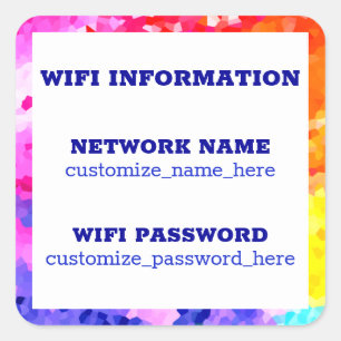 Home Business Network WIFI Password Information Square Sticker