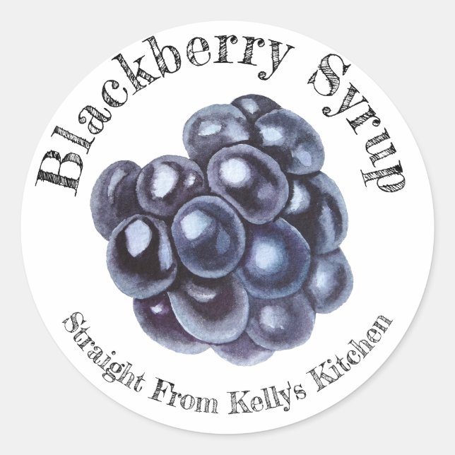 Home Canning Business Blackberry Syrup Food Label (Front)