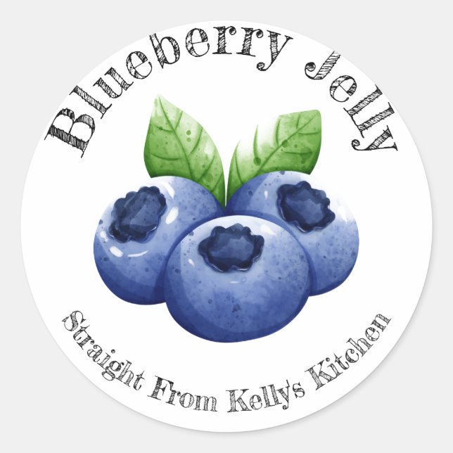 Home Canning Business Blueberry Jelly Food Label (Front)