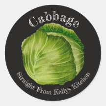Home Canning Business Cabbage Food Label Black
