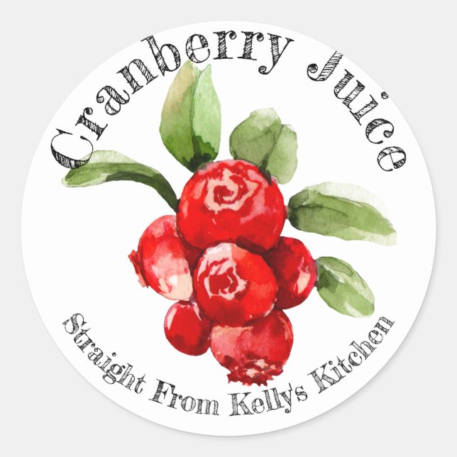 Home Canning Business Cranberry Juice Food Label (Front)