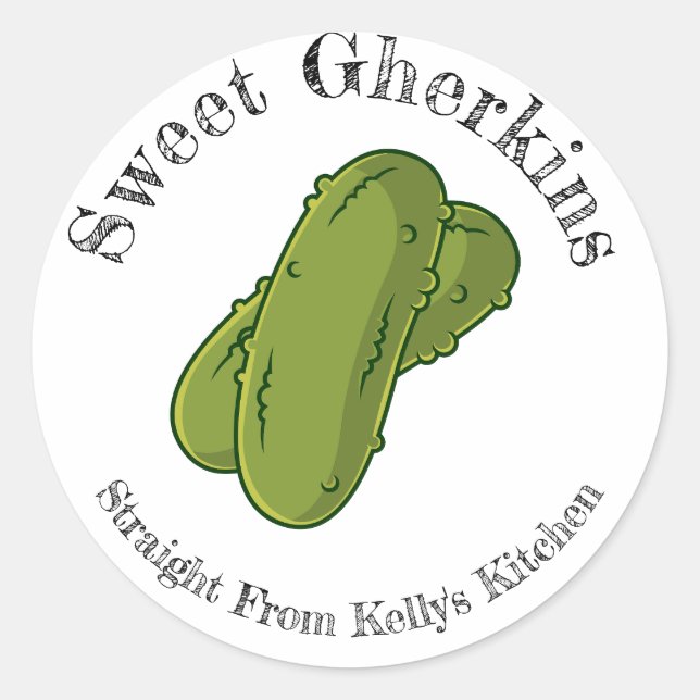 Home Canning Business Gherkin  Pickles Food Label (Front)