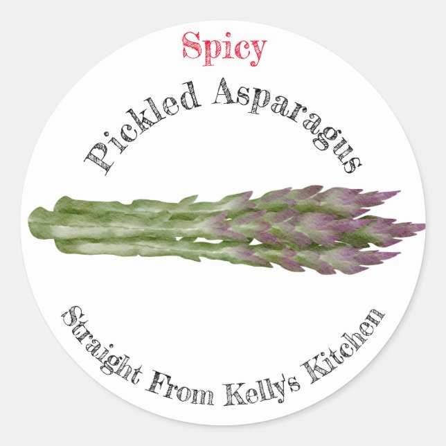 Home Canning Business Pickled Asparagus Food Label (Front)