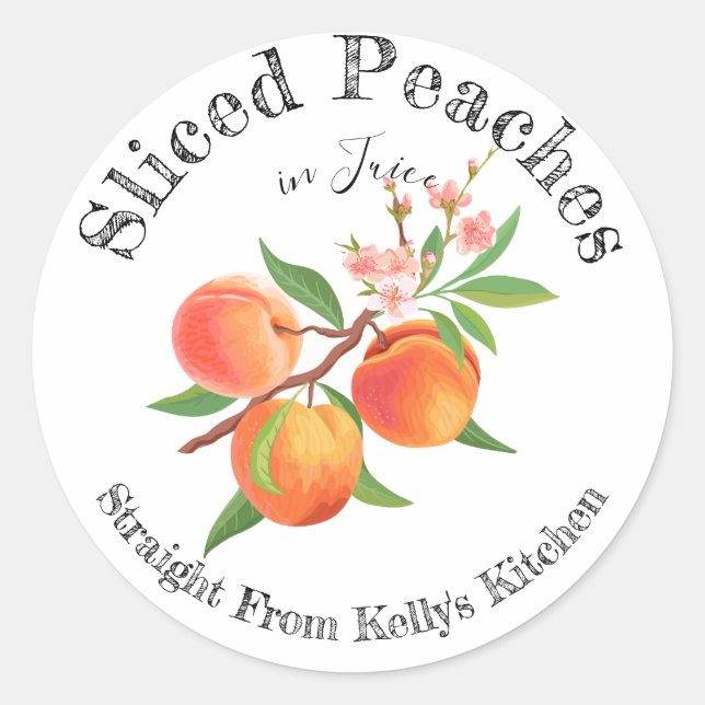 Home Canning Business Sliced Peaches Food Label (Front)