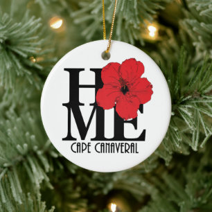 HOME Cape Canaveral Red Hibiscus Ceramic Ornament