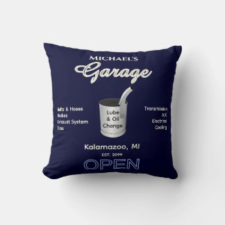 Home Car Mechanic Garage Full Service Dark Navy  Throw Pillow