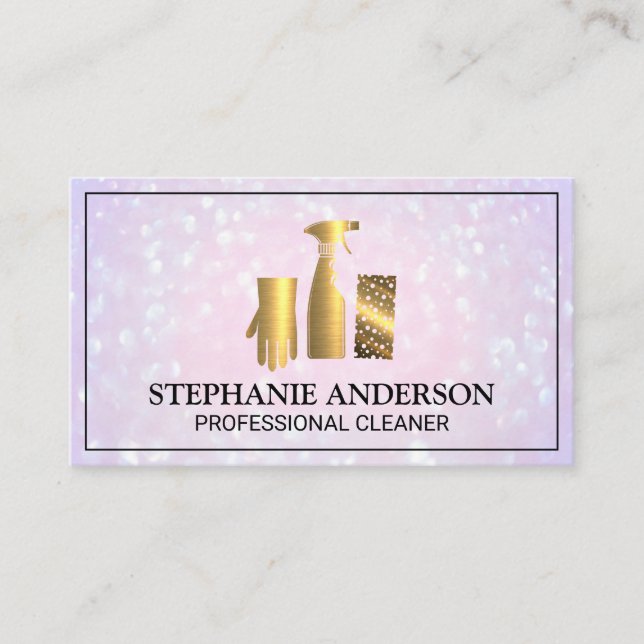 Home Cleaning Gold Metallic | Boke Business Card (Front)