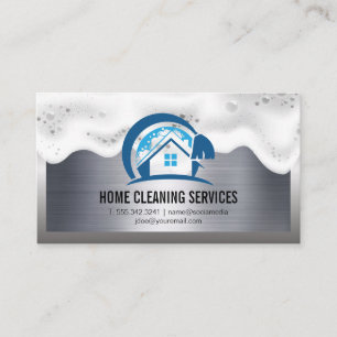 Home Cleaning Logo   Soap Suds   Metallic Business Card