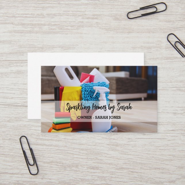 home cleaning service business cards house cleaner (Front/Back In Situ)