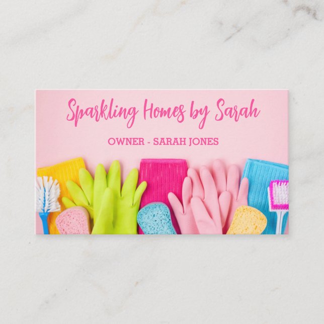 home cleaning service business cards house cleaner (Front)