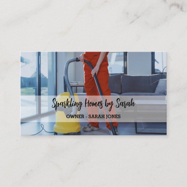 home cleaning service business cards house cleaner (Front)