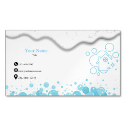 Home Cleaning Service Soap Bubbles Magnetic Business Card