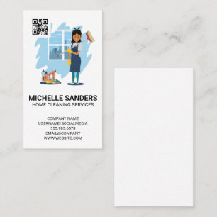Home Cleaning Services   House Maid   qr code Business Card