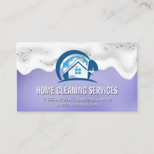 Home Cleaning Soap Suds Blue Metallic Business Card