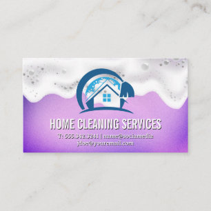Home Cleaning Soap Suds Purple Metallic Business Card