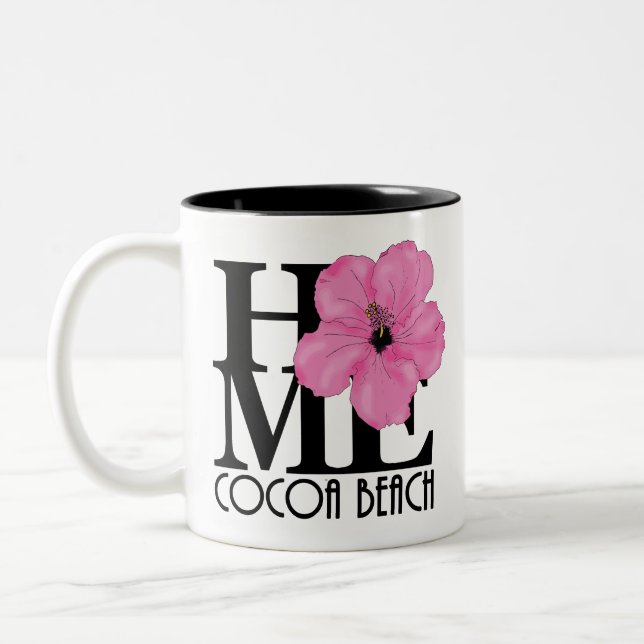 HOME Cocoa Beach Pink Hibiscus 11oz Two-Tone Coffee Mug (Left)