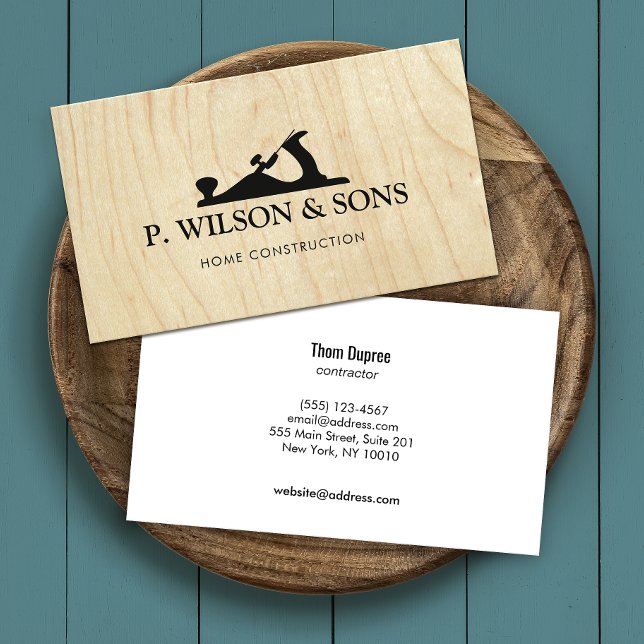Home Construction and Carpenter Wood Grain Business Card (Creator Uploaded)