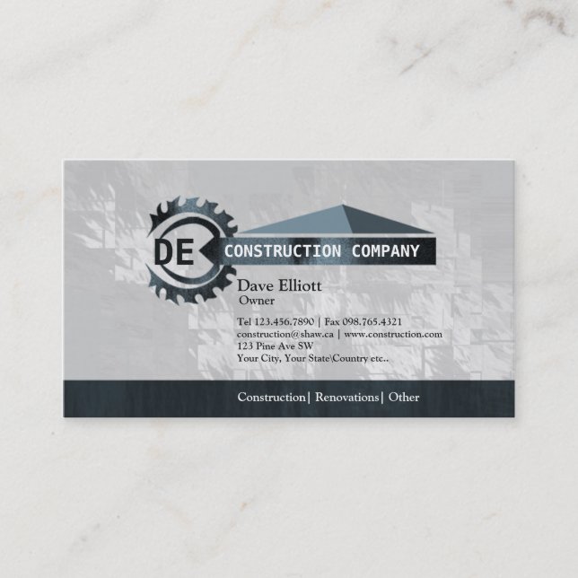 Home construction monogram business cards (Front)