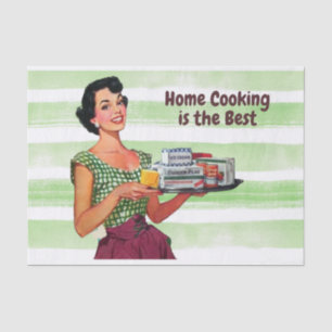 Home Cooking is the Best Retro Housewife with Food Tissue Paper
